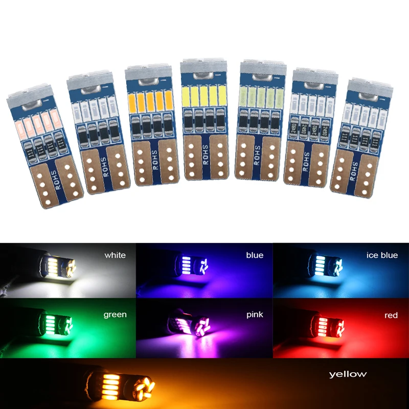 Bombillas LED para Interior de coche, luz de lectura Canbus, color blanco, ámbar, 100 K, 6000 piezas, T10 W5W, 15 piezas, 4014SMD, venta al por mayor