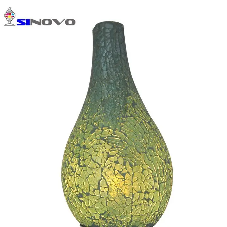 

Turkey lantern style geometric night stand green mosaic glass table lamp