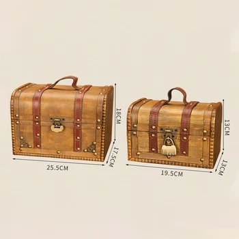 

Vintage Wooden Locked Storage Box Cosmetic Jewelry Box Jewelry Storage Treasure Box