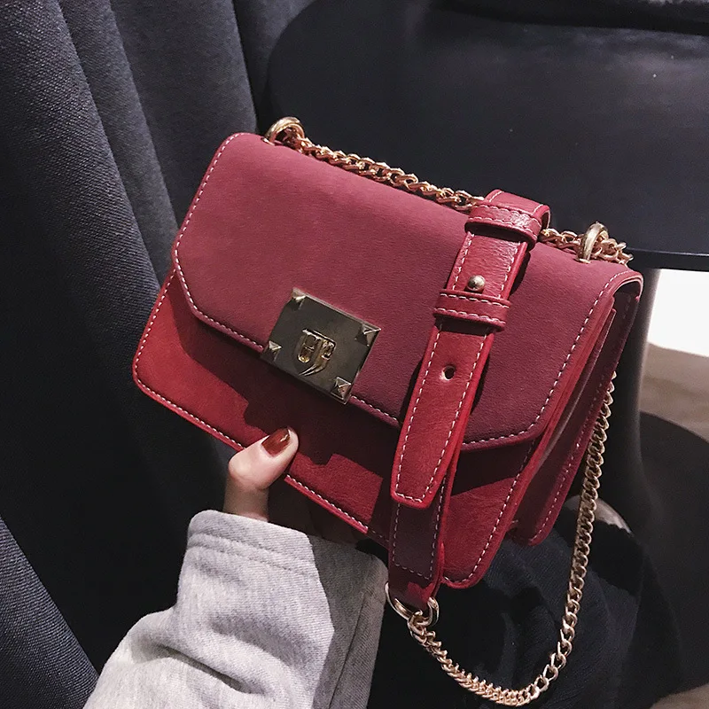 

Hong Kong Style Bag Women's 2018 New Style Fashion Retro Dull Polish Square Sling Bag Shoulder Bag Autumn Chain Versatile Should