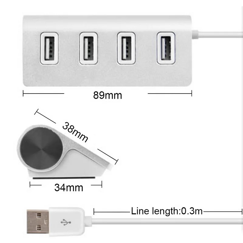 Usb-хаб USB 2,0 Премиум 4 Порты и разъёмы Алюминий usb-хаб с Экранированный Кабель Для iMac MacBook персональных компьютеров и ноутбуков