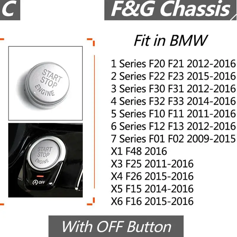 Автомобильный старт стоп двигатель кнопочный переключатель кнопки Накладка для BMW F30 X3 X1 Keyless оболочка Крышка Кнопка F10 F34 F48 X5 F25 старт X4 Cas E9C8