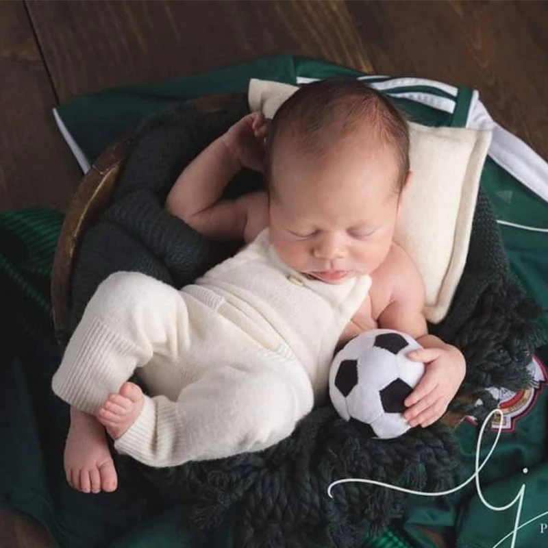 Conjunto de accesorios de fotografía para recién nacido, aguja de fieltro, lana, baloncesto, arcoíris, regalo para bebé, sesión de fotos, juguete deportivo para niño, Fútbol
