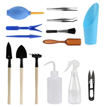 

14Pcs Garden Planter Kit Succulent Planting DIY Tool Sowing Transplant Seedling Tool Bonsai Fertilizer Drilling Device