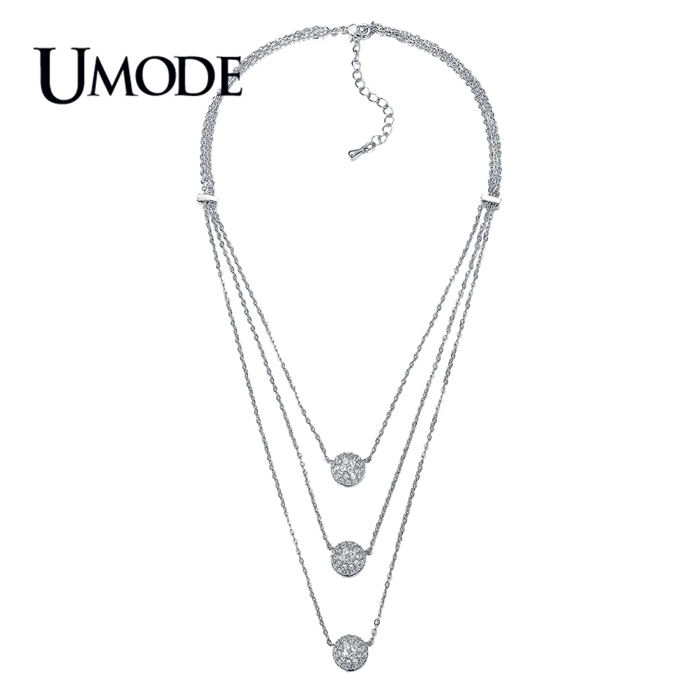 Новинка многослойное ожерелье UMODE золотистое/белое/розовое золото