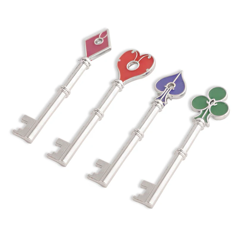 Game Residents Evils Keychain Set RPD Square Plum Heart Key Police Playing Cards Badge Pendants Keyring For Men Cosplay Jewelry