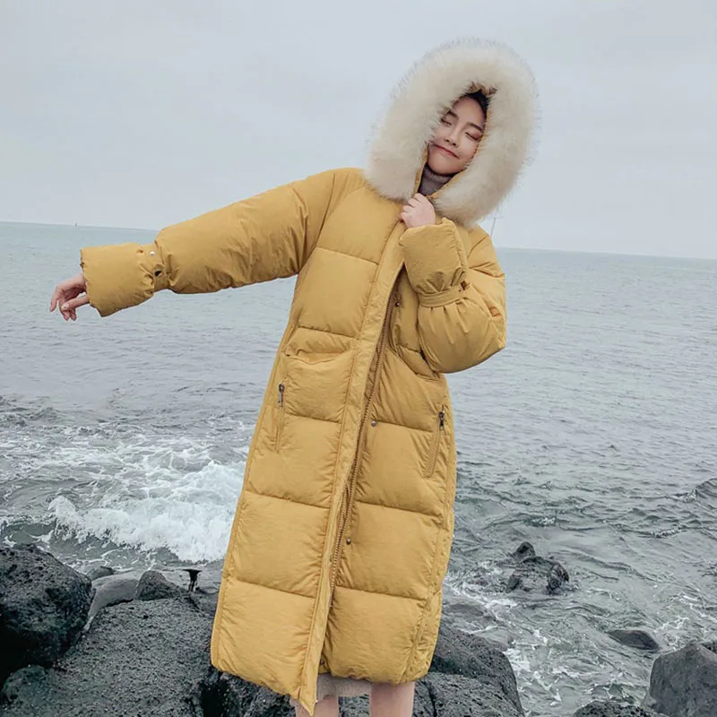 #*Cheap 2019 Winter New Down Cotton coat Women Solid Color Stitching Fur Collar Long Thicken Warm jacket Female Parkas Outerwear AA86