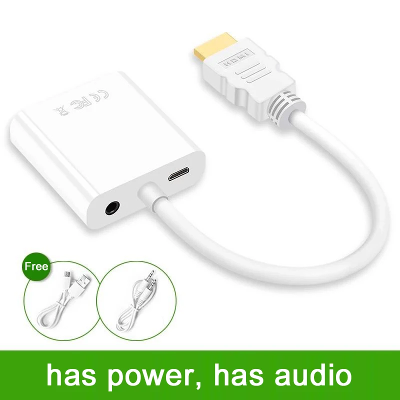 BoeYink адаптер hdmi-vga кабель конвертер HDMI VGA кабель Поддержка 1080P с аудио кабелем для HD tv xbox PS3 PS4 ноутбука ТВ коробка - Цвет: audio power supply