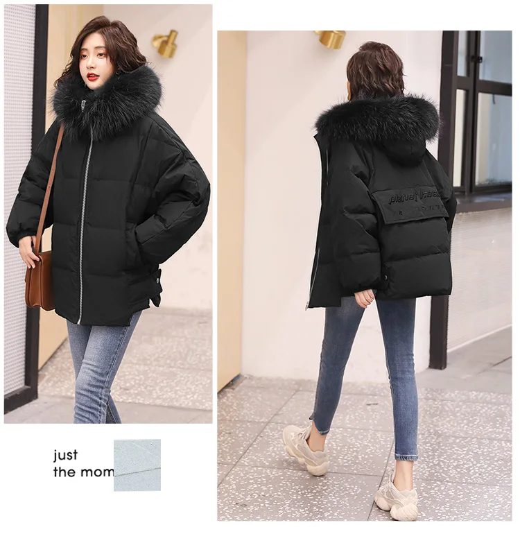 Новинка зимы Стиль корейско-Стиль с капюшоном большой меховой воротник короткий пуховик Для женщин корейско-Стиль вышитые футболки с короткими высоты вниз