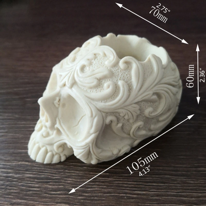 DIY Craft Skull Head Ashtray Epoxy Resin Mold Flowerpot Plant Pot Silicone Mould
