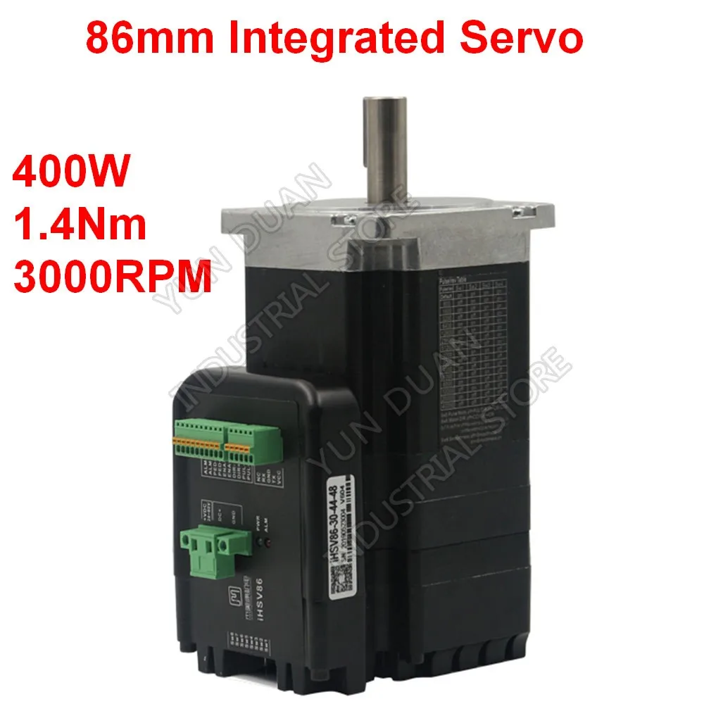 

86mm 400W 0.4KW 2.1Nm 3000RPM Integrated Servo Motor Driver All In One NEMA34 DC48V 1000line Encoder for CNC AGV robot Sprayer