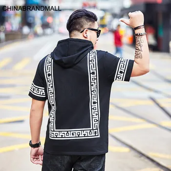 

super Brand Big size Men's Wear Fat Man Short Sleeve T Shirt Men Loose with Cap Plus Fat Plus Printing T Shirt Tide