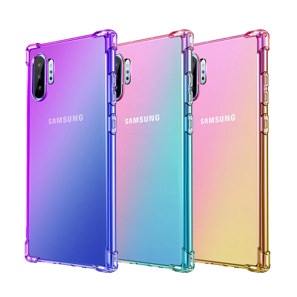 Ультра тонкий силикон градиентный чехол для samsung Galaxy Note 10 Plus A10 A20 A30 мягкий с