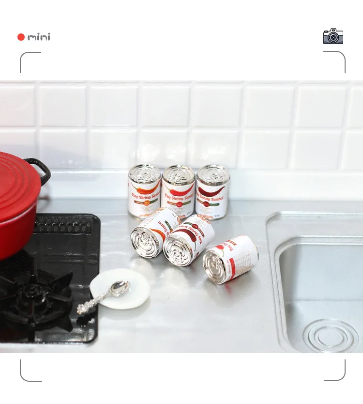 NEW 3PCS/Lot Mini Chilli Sauce Cans 1:12 Miniature Dollhouse Food Pretend Play Blyth BJD OB11 Doll Accessories