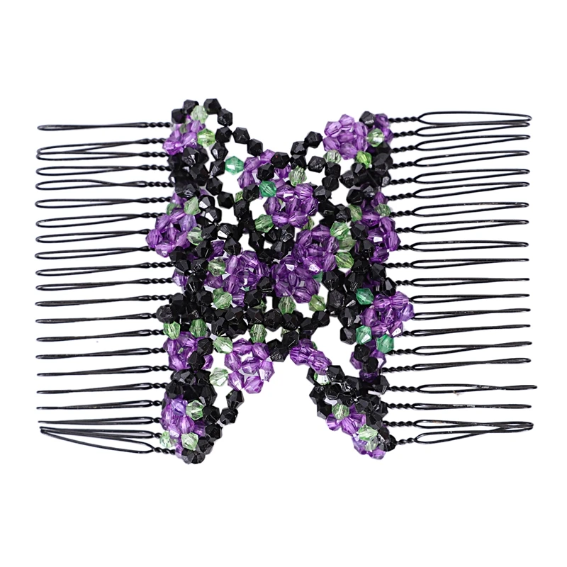 

Professional Hair Comb Ladies Magic Beads Elasticity Double Bead string Clamp Stretchy Acces Valentine's Day