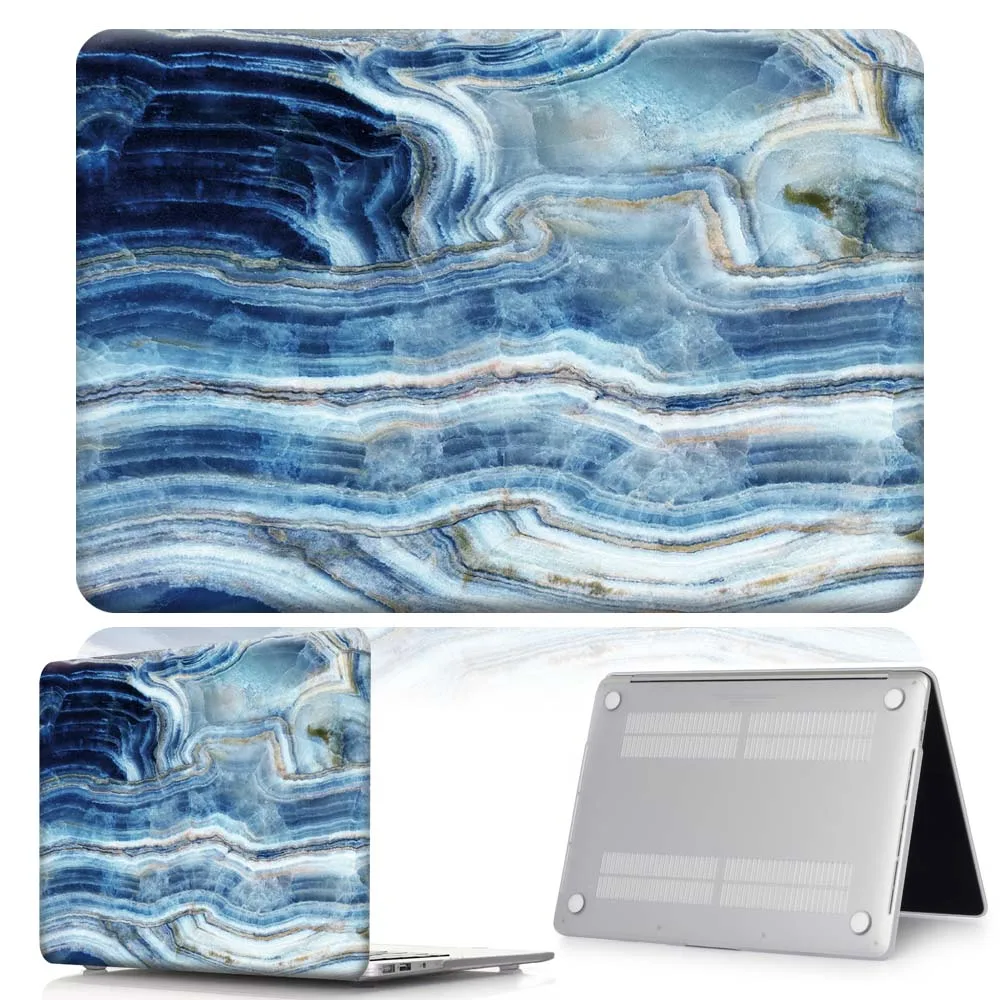 KK& LL для Apple MacBook Air Pro retina 11 12 13 15/Pro 13 15 жесткий чехол для ноутбука с сенсорной панелью+ клавиатура+ Защитная пленка для экрана - Цвет: navy blue marble
