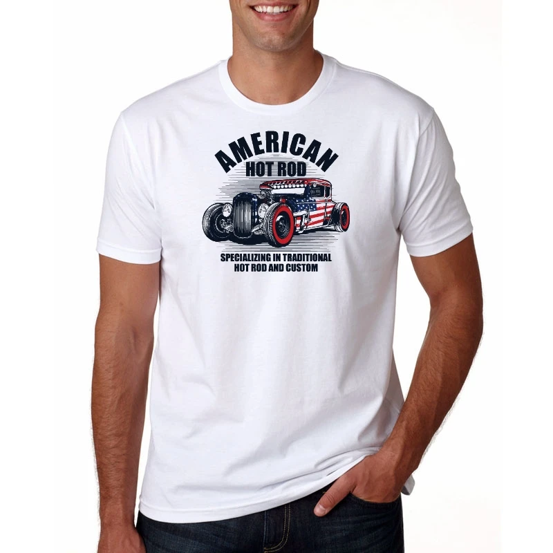 

American Hot Rod Mens T-Shirt Classic USA Gas Custom Car Enthusiast Monkey