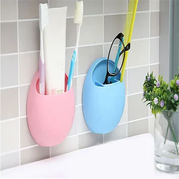 

Bathroom Toothbrush Holder Wall Mount Suction Cup Toothpaste Storage Rack