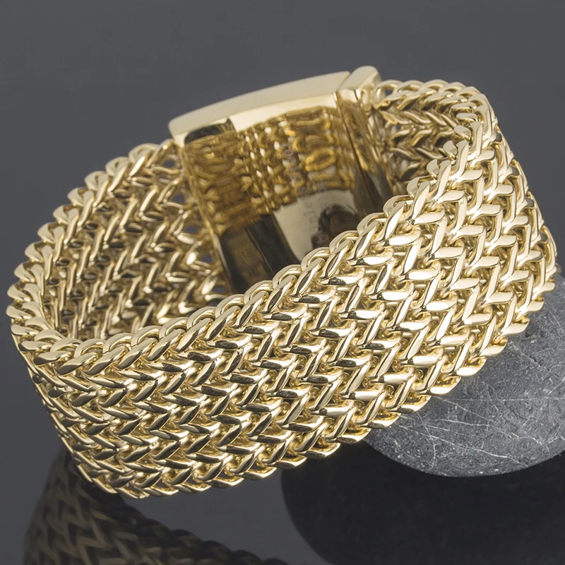 Wide bracelet for men Handmade of Steel and String