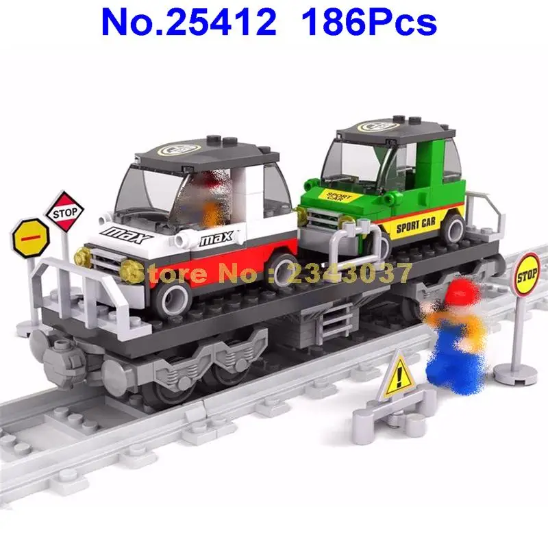 Ausini 25412 186 шт городской трек поезд строительный блок 2 фигурки игрушки
