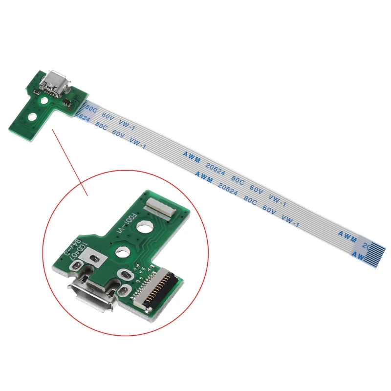 Replacement 12Pin USB LED Charging Board With Flex Cable For Sony PS4 Slim / PS4 Pro Dualshock Controller JDS-040