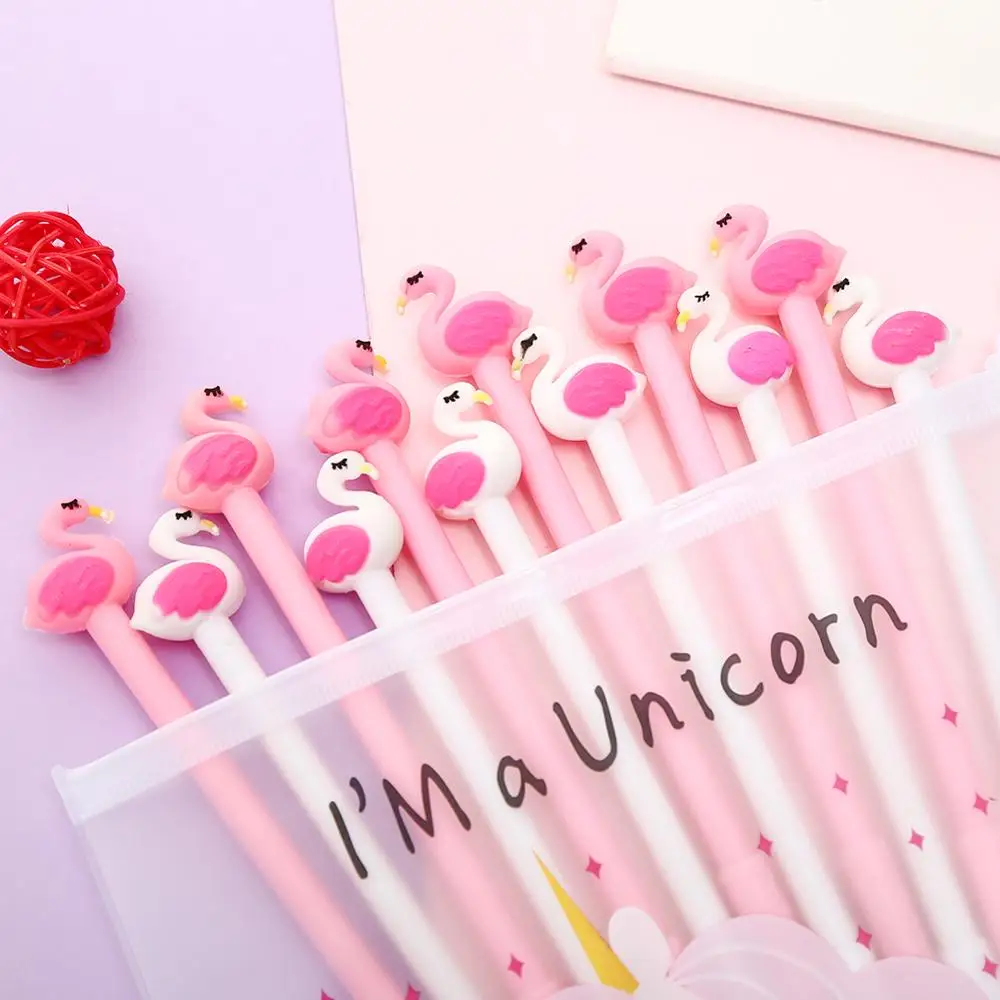 

12pcs Kawai Instagram Flamingo Gel Pen Cut Kawaii Stationery Thing For School Office Supply Creative Stationary Kids Girl Gift