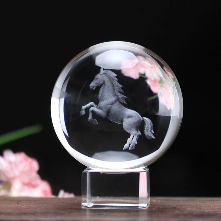 

Chinese Zodiac 12 Animal Signs K9 Crystal Laser 3D Internal Sculpture Inter-engraving Mini Creative Gift Home Decoration Crafts
