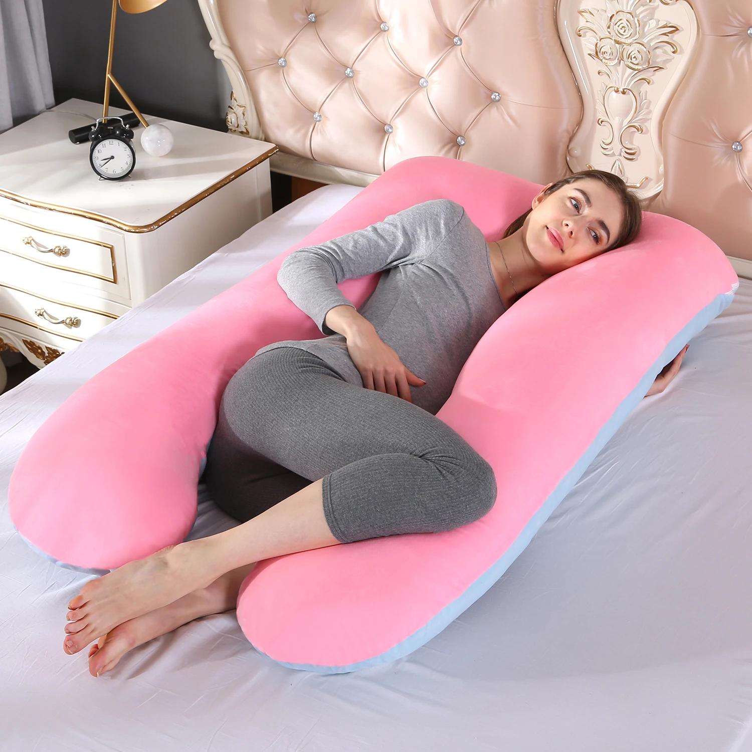 U-образные подушки для беременных, боковые шпалы для беременных, постельные принадлежности, новая подушка для поддержки сна для беременных женщин, хлопковая наволочка для тела - Цвет: 2