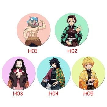 

5 Styles Anime Demon Slayer: Kimetsu No Yaiba Kamado Tanjirou Cosplay Badge Cartoon Collect Backpacks Bags Badges Button