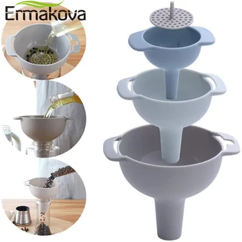 

ERMAKOVA Filter Multi-function Funnel Set Filter Oil Can Household Oil Hopper Sub-packaging Plastic Funnel Kitchen Tools