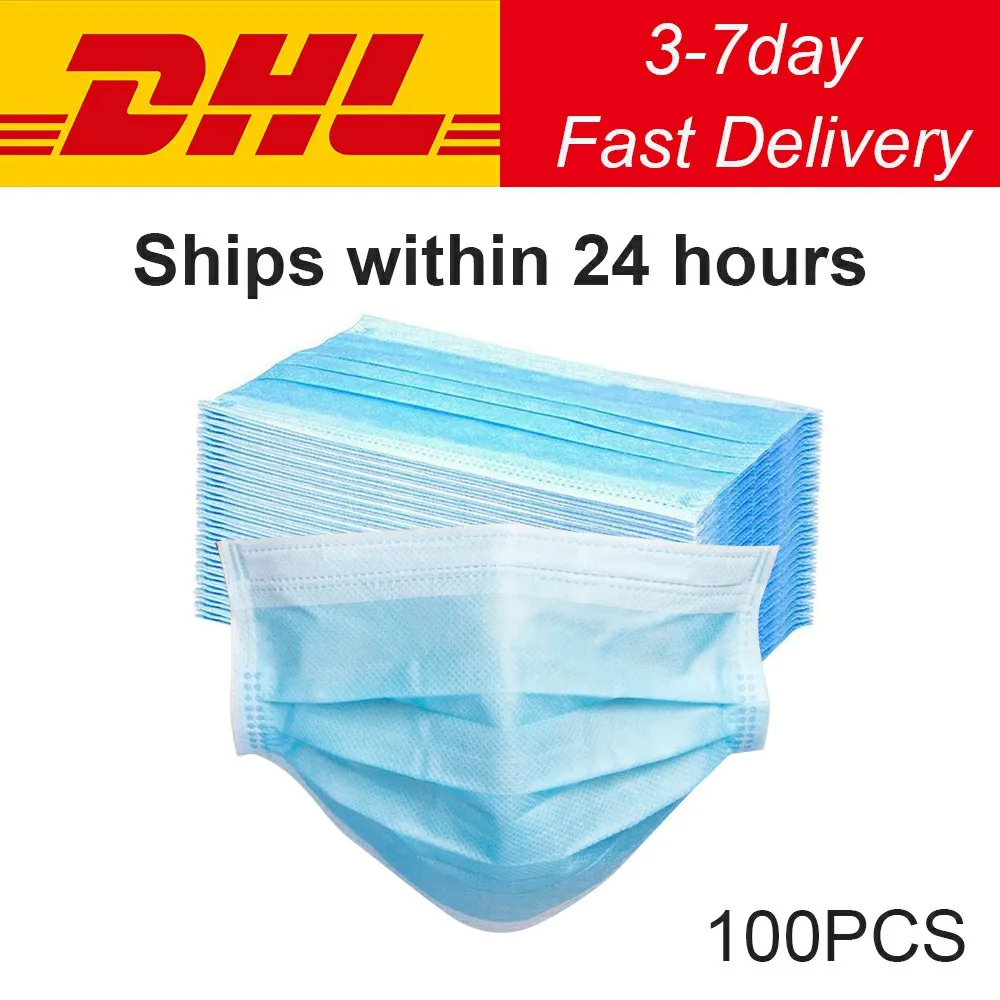 

100pcs Disposable Face Mouth Mask Nonwoven Masks Anti PM2.5 Hygiene Safety Protective Cover Face Cover DHL Shipping