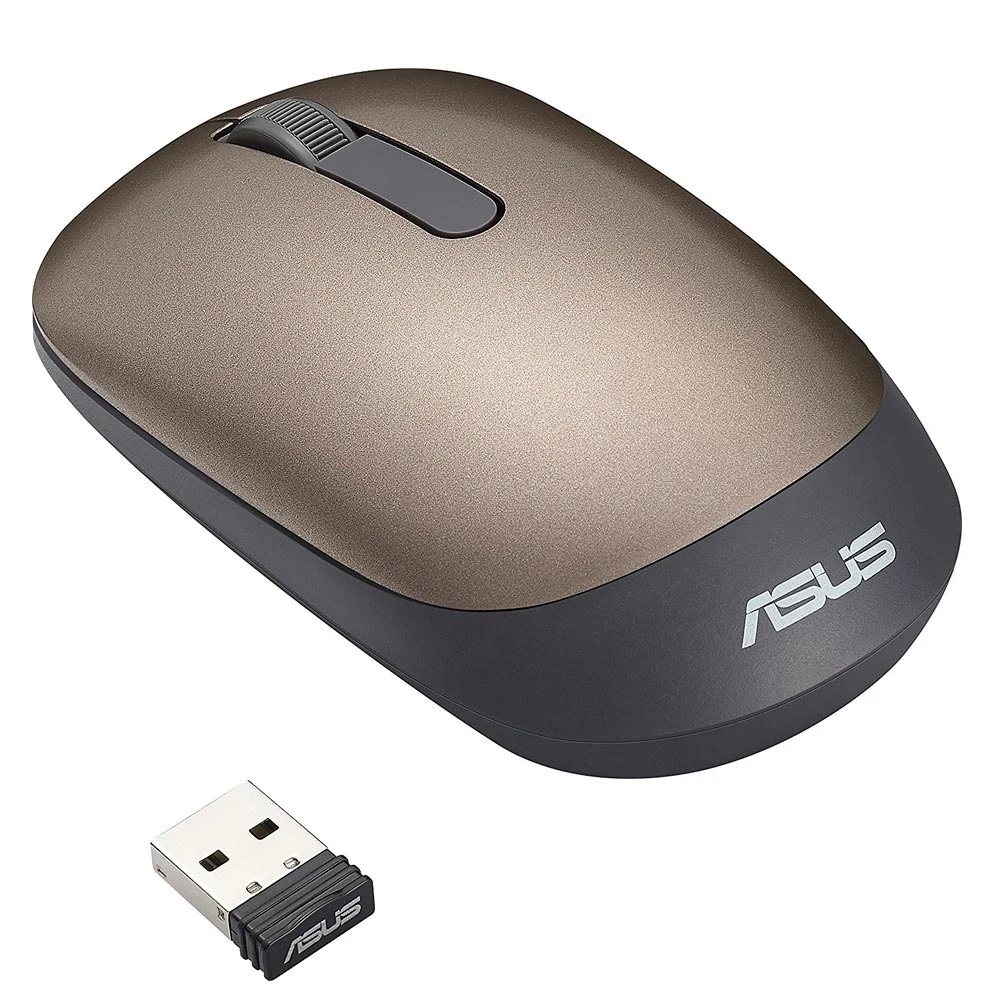 Мышь ASUS WT205 Gold/Black оптическая, беспроводная, 1200 dpi, USB, цвет: золотой/черный