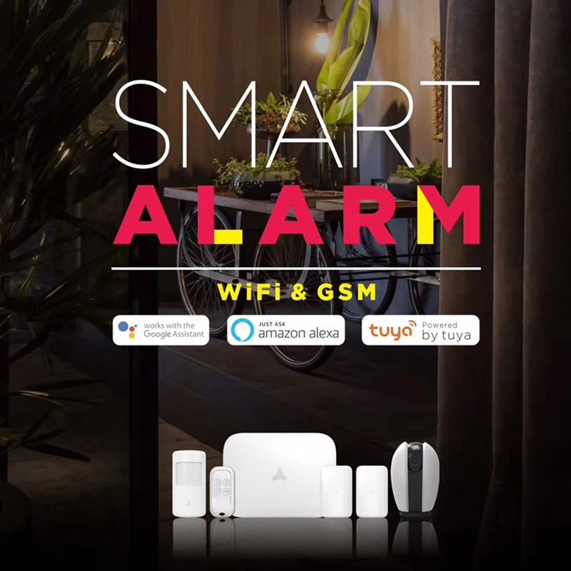 

Tuya WiFi Alarm Wireless Home Security Alarm GSM Intruder Alarm System with Smart APP Amazon Alexa Google Home Voice Control