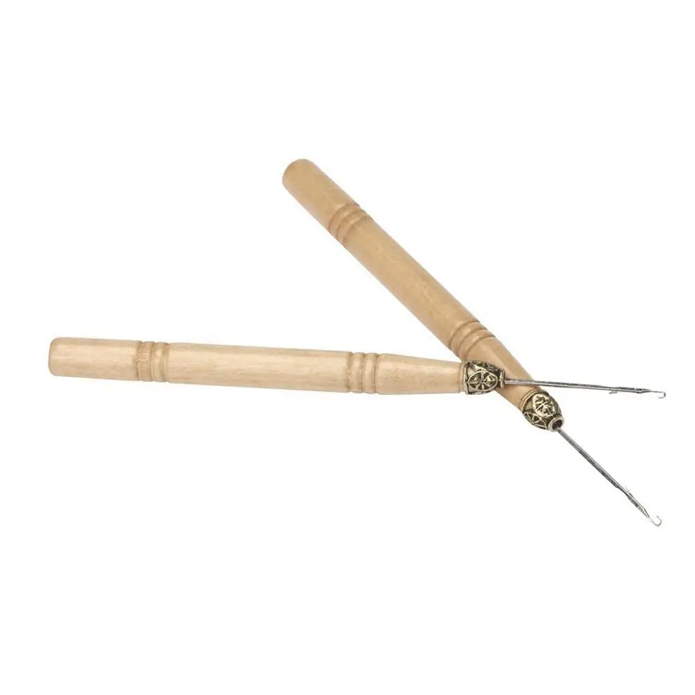 

HOT SALE Wood Handle Crochet Needle Wig Hair Extension Threader Pulling Knitting Tool