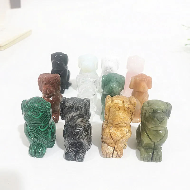 Free shipping 2 inches dog Shape Natural Crystal Healing Reiki Stone Pendant Mascot Figurine For Home Desk Decoration Gift ZP | Дом и сад