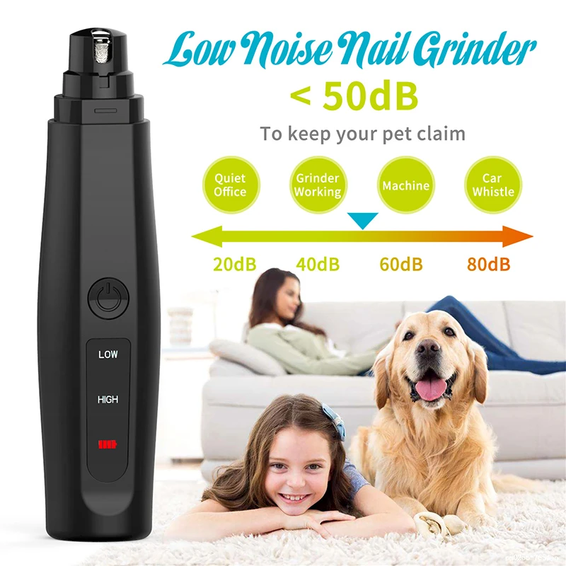 Benepaw Electric Dog Nail Grinder Portable USB Rechargeable Pet Paw Painless Grooming Trimming For Small Medium Large Dogs