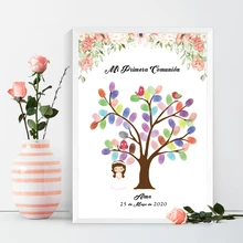 Персонализированная книга с отпечатком пальца Mi Primera Comunion DIY для мальчиков и девочек, сувенир для первого причастия, украшение для вечерние, чернильная подушка в комплекте Персонализированная книга с отпечатком пальца Mi Primera Comunion DIY для мальчиков и девочек, сувенир для первого причастия, украшение для вечерние, чернильная подушка в комплекте