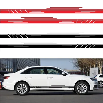 

2PCS Vinyl PVC Racing Sport Stripes Car Stickers Decal Car Body Side Wrap Stripe Graphics Waterproof Sticker 230CM*13.5CM