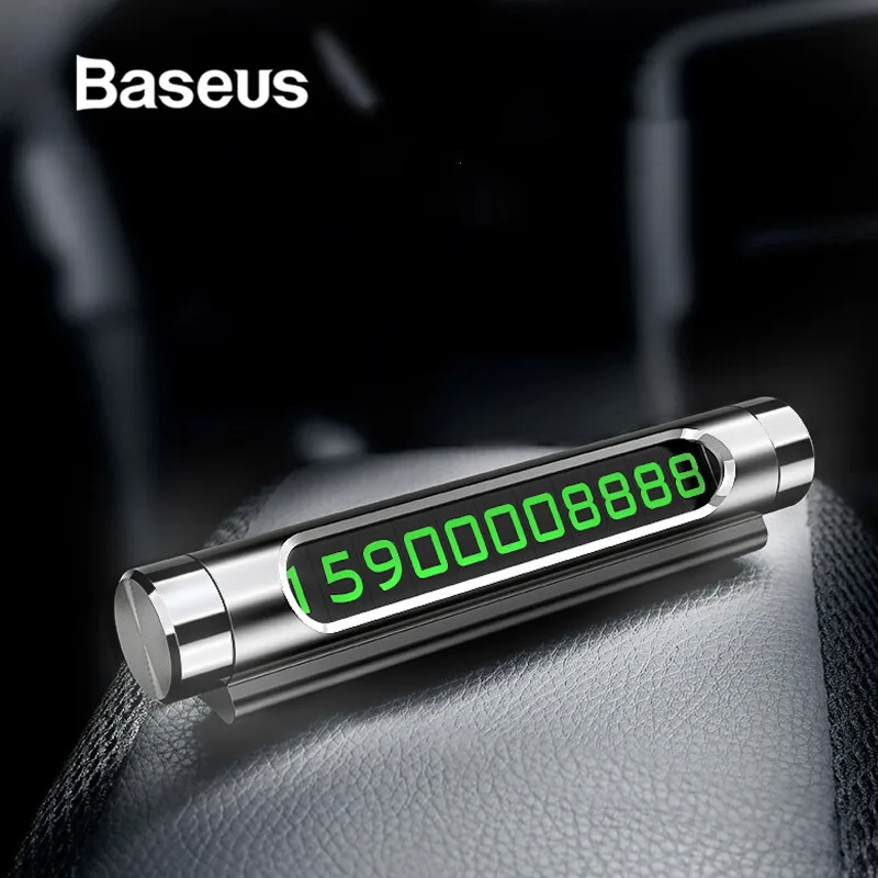 Baseus мини Металлическая Автомобильная Временная парковочная карта светящаяся переключаемая двойная телефонная табличка наклейки для автомобиля Стайлинг автомобиля