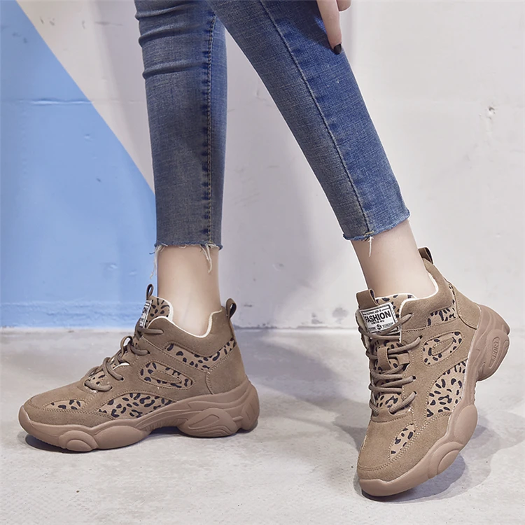 Женская обувь; кроссовки для студентов; обувь для отдыха на шнуровке; Zapatos De Mujer; Модные женские леопардовые кроссовки; хлопковая обувь для тренировок;