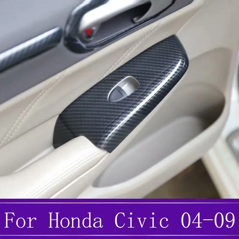  4Pcs/set Carbon Fiber Window Control Panel Glass Lift Switch Trim Frame Decoration Fit For Honda Ci