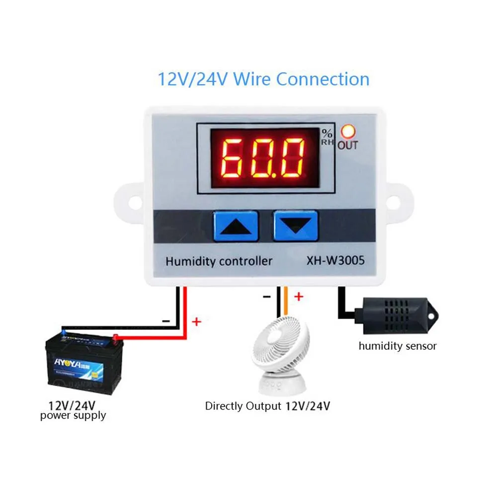 Новый светодиодный гигрометр Humidistat XH W3005 12 в цифровой регулятор влажности
