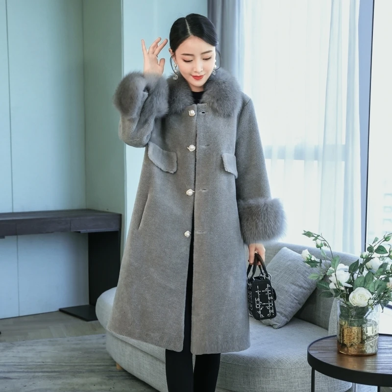 

fox collar, winter jacket, natural fur, coat Korean style, 100% wool, fur coats and jackets for women,