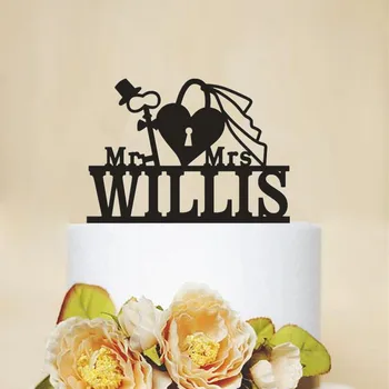 

New Mr Mrs Romantic Wedding Cake Topper Customized Name Couples Marriage Event Cake Decoration Topper Wedding Party Gifts