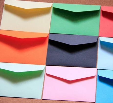 100pcs/lot Mini Vintage Paper Envelopes Candy Colors Postcard Wedding Gift Invitation Envelope Office Stationery Paper Bag