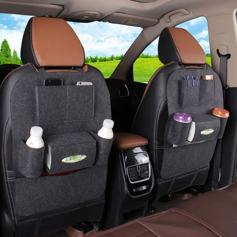 Высокая плотность нетканого Автомобиля Заднее сиденье сумка для хранения с крюком автомобиля мульти карман органайзер дети Kick протектор - Цвет: LG