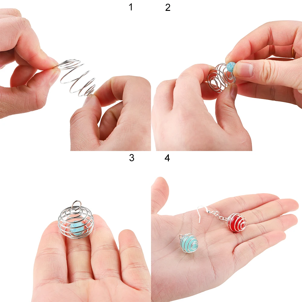 5-30Pcs/lot 9-35mm Metal Spiral Beads Cages Pendants Hollow Bead Caps For DIY Charms Jewelry Making Supplies Accessories