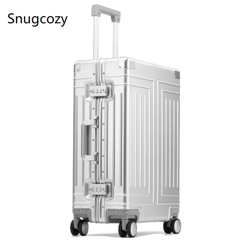 Travel bag pull bar suitcase Snugcozy 100% aluminum-magnesium boarding Rolling Luggage Perfect for Spinner brand Travel Suitcase