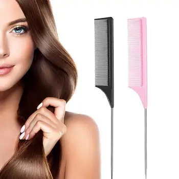 

1PC Free Shipping Fine-tooth Metal Pin Hairdressing Hair Styling Rat Tail Comb Anti-static High Temperature Household Wooden