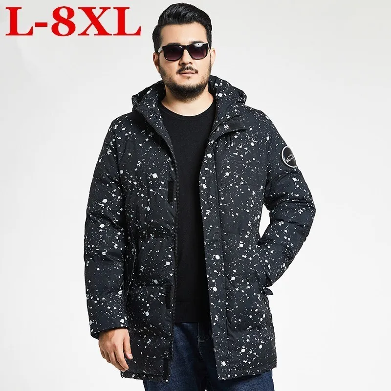 Новый размера плюс 8XL 7XL парка для мужчин зимняя длинная куртка круглая Лыжная